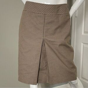 Ann Taylor Factory Lined Tan Houndstooth Skirt Women’s Sz 8
